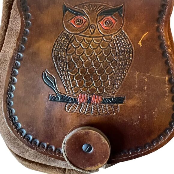 Vintage Hand Tooled OWL Mini Leather Bag - Picture 4 of 15